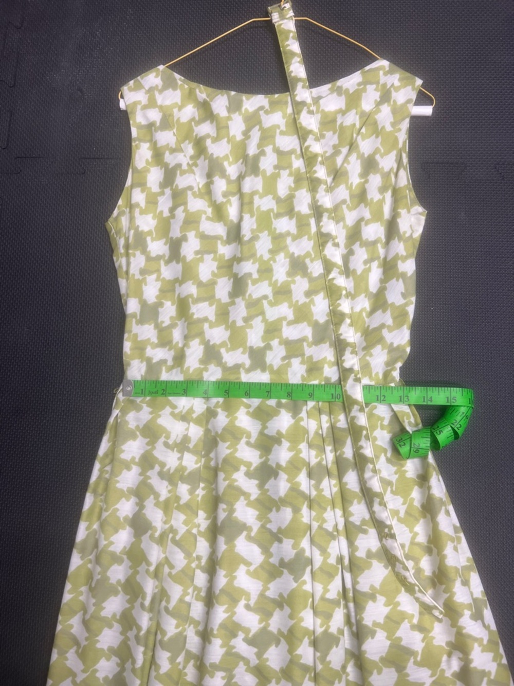 Light Green Vintage Homemade Houndstooth Fit-and-Flare Dress - Picture 8 of 8